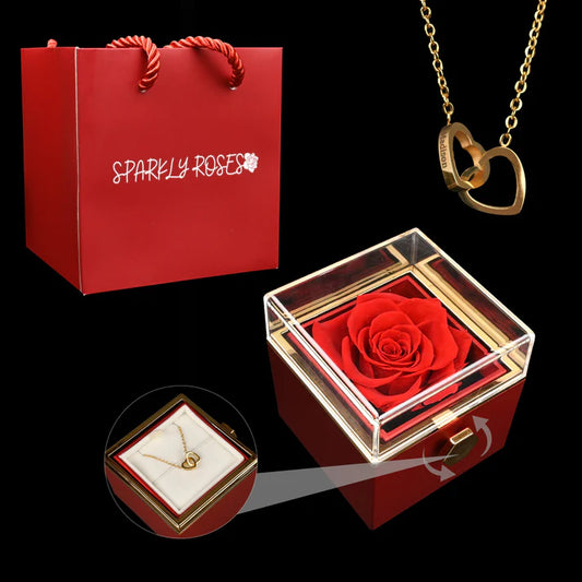 Eternal Rose Box with Engraved Necklace